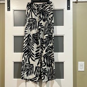 Rachel Zoe Black and White Wide Leg Pants S spring summer coastal tropical beach
